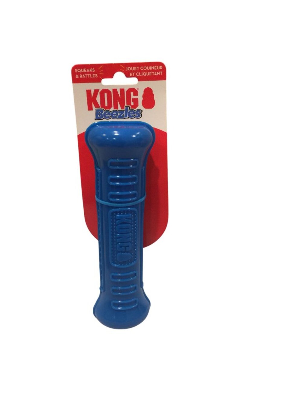 KONG Beezles Chew Squeaks Rattles 7" Stick Contoured Blue